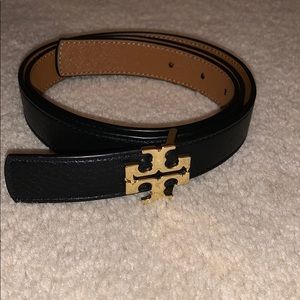 TORY BURCH BLACK/BROWN REVERSIBLE BELT SZ MEDIUM
